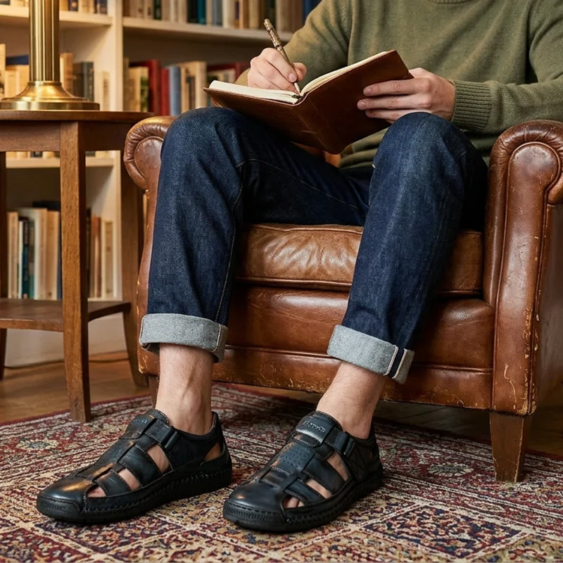 Lobert | Geschlossene Herren-Sandalen mit Klettverschluss
