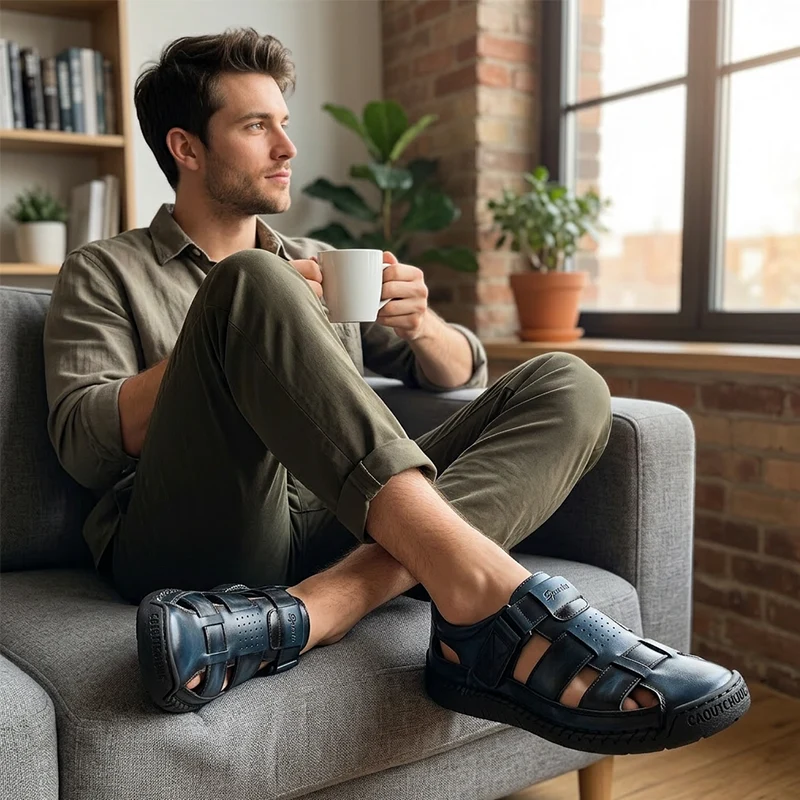 Lobert | Geschlossene Herren-Sandalen mit Klettverschluss
