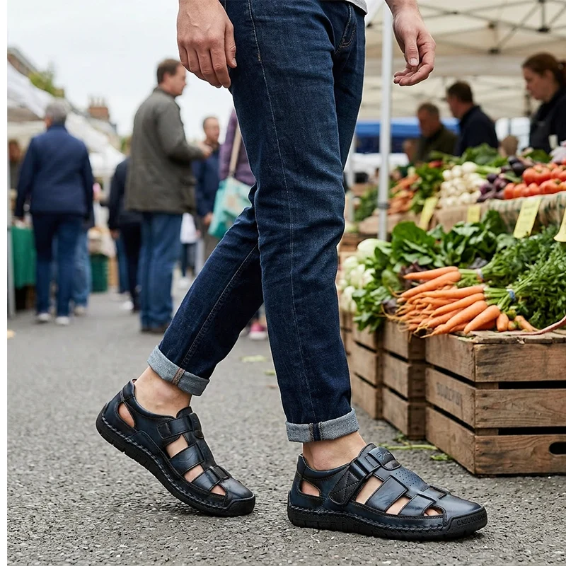 Lobert | Geschlossene Herren-Sandalen mit Klettverschluss
