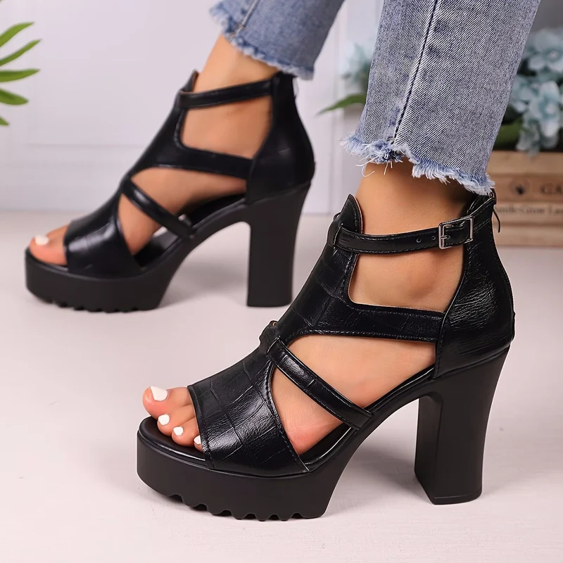 Sorvia | Elegante Blockabsatz-Sandaletten mit Profilsohle