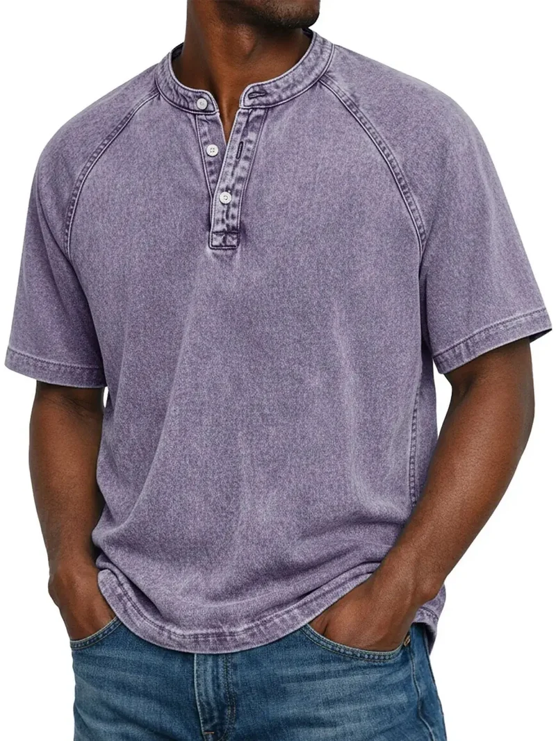 Biolon | Weiches Vintage-Shirt mit kurzer Knopfleiste