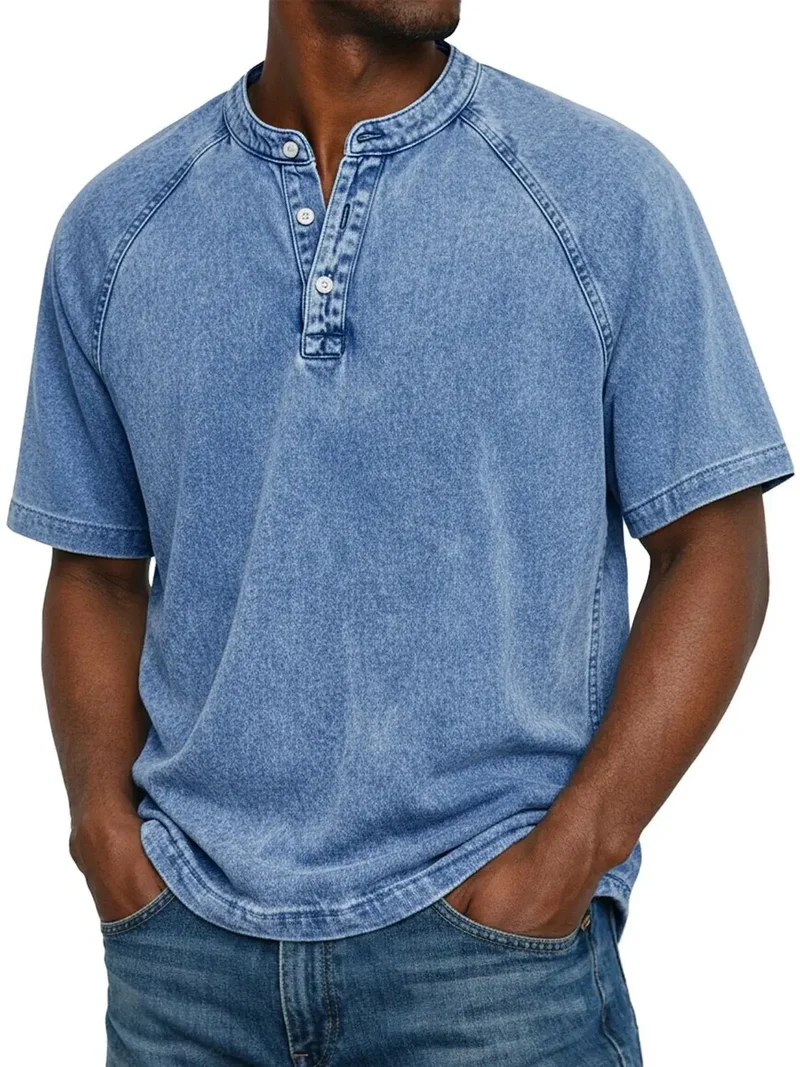 Biolon | Weiches Vintage-Shirt mit kurzer Knopfleiste