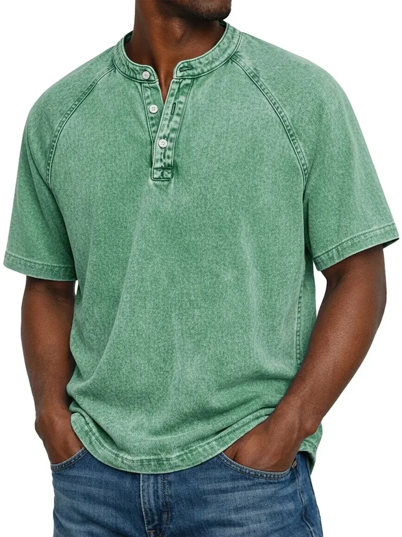 Biolon | Weiches Vintage-Shirt mit kurzer Knopfleiste
