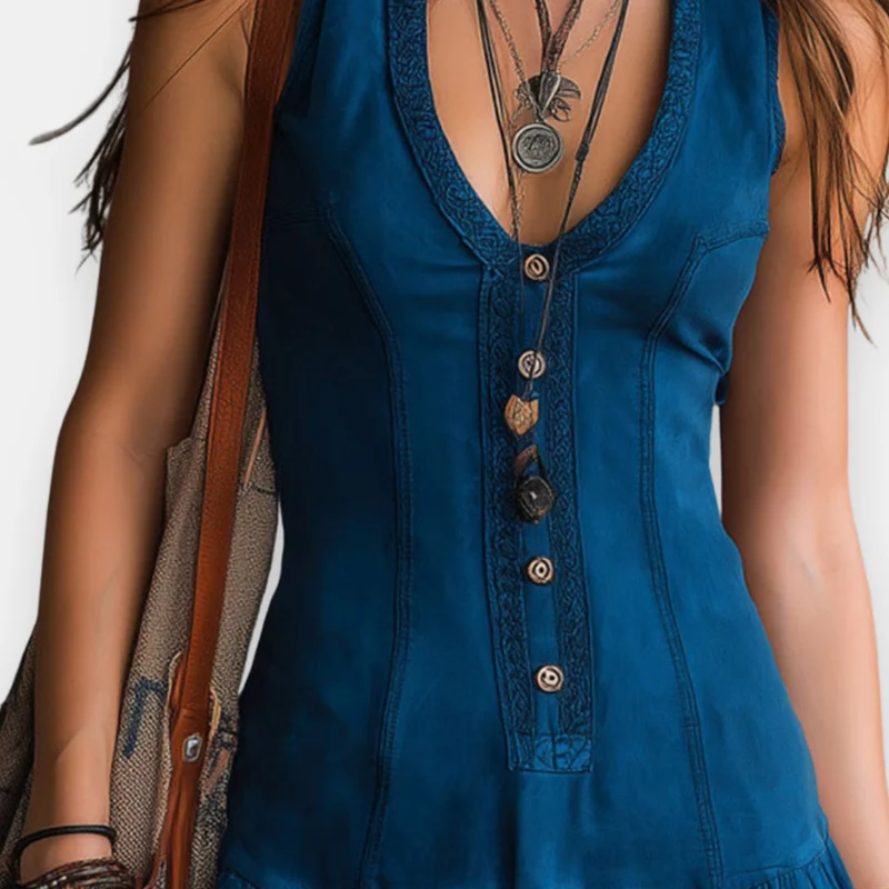 Lunetta | Boho-Minikleid mit Knopfleiste