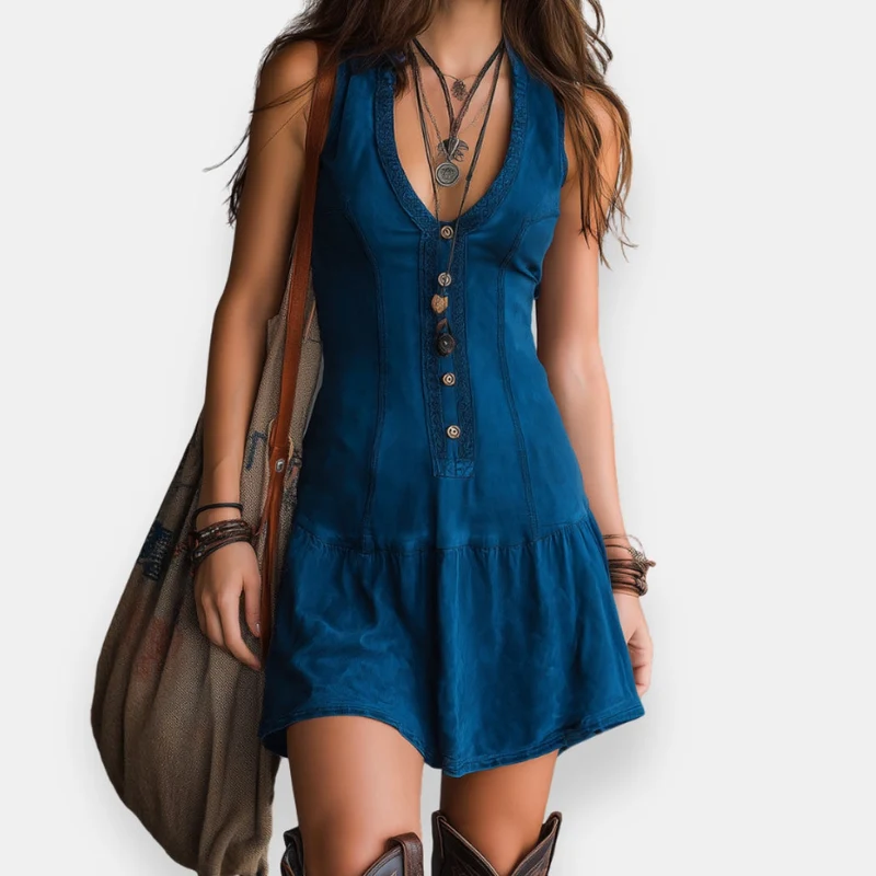 Lunetta | Boho-Minikleid mit Knopfleiste