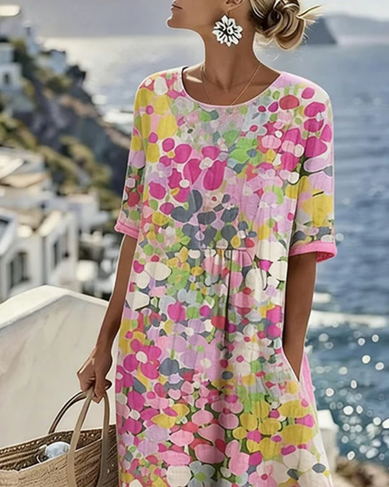 Xenjia | Lockeres Midikleid mit buntem Blumenprint