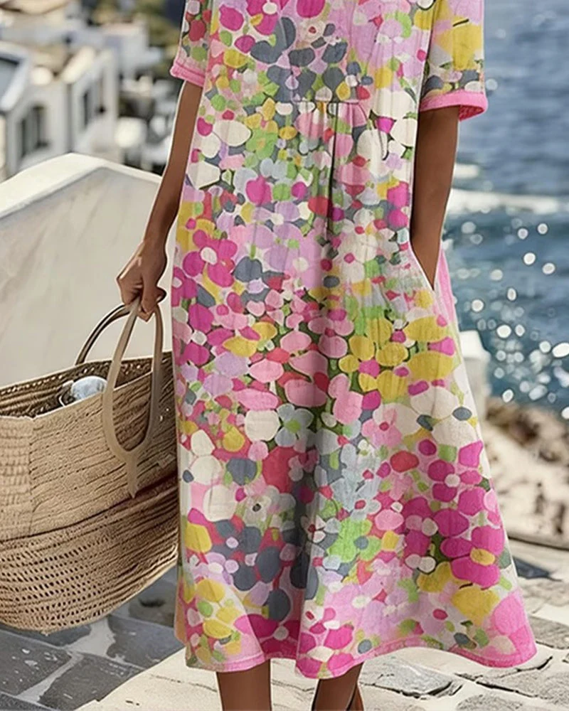 Xenjia | Lockeres Midikleid mit buntem Blumenprint