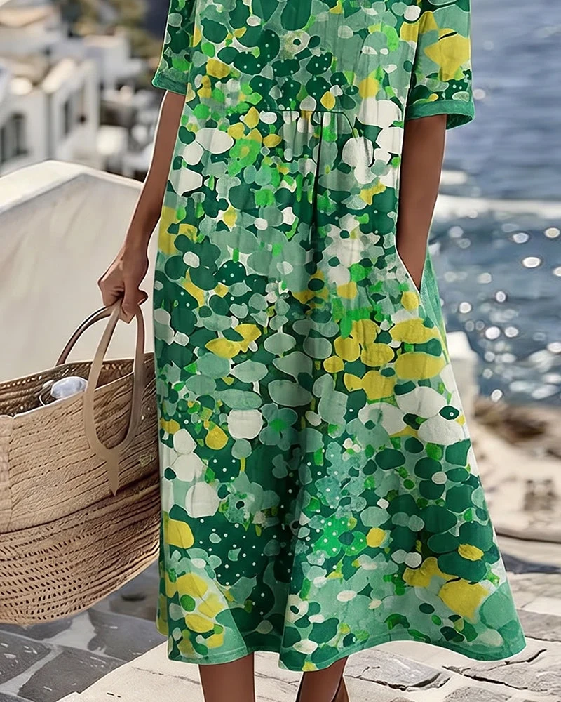 Xenjia | Lockeres Midikleid mit buntem Blumenprint