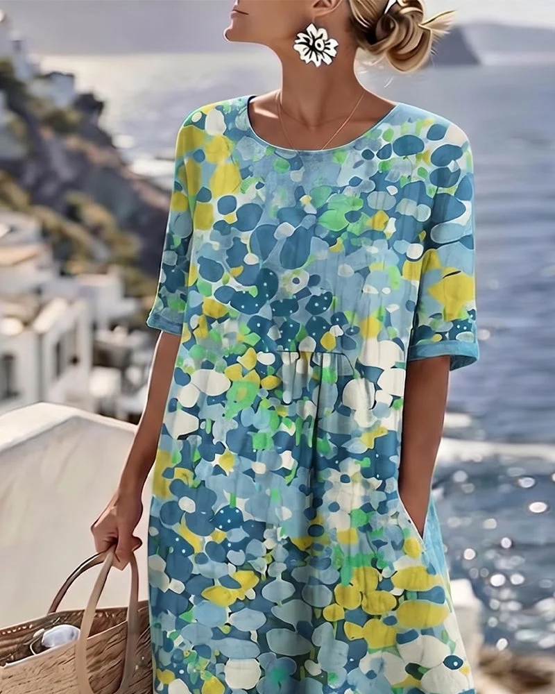 Xenjia | Lockeres Midikleid mit buntem Blumenprint