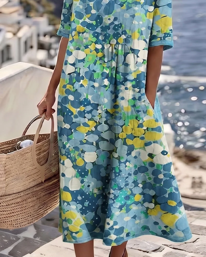 Xenjia | Lockeres Midikleid mit buntem Blumenprint