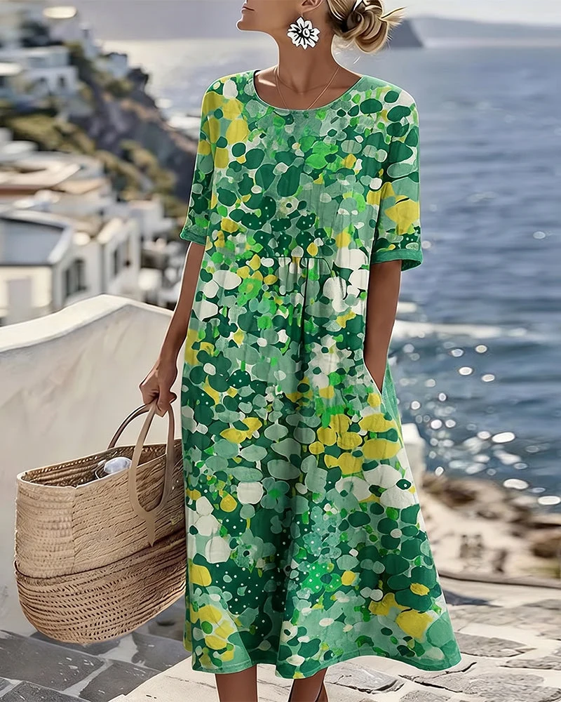 Xenjia | Lockeres Midikleid mit buntem Blumenprint