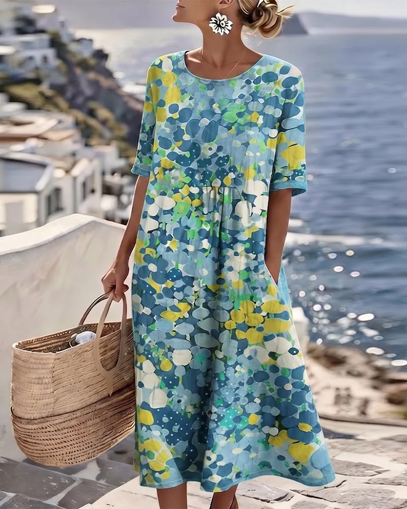 Xenjia | Lockeres Midikleid mit buntem Blumenprint