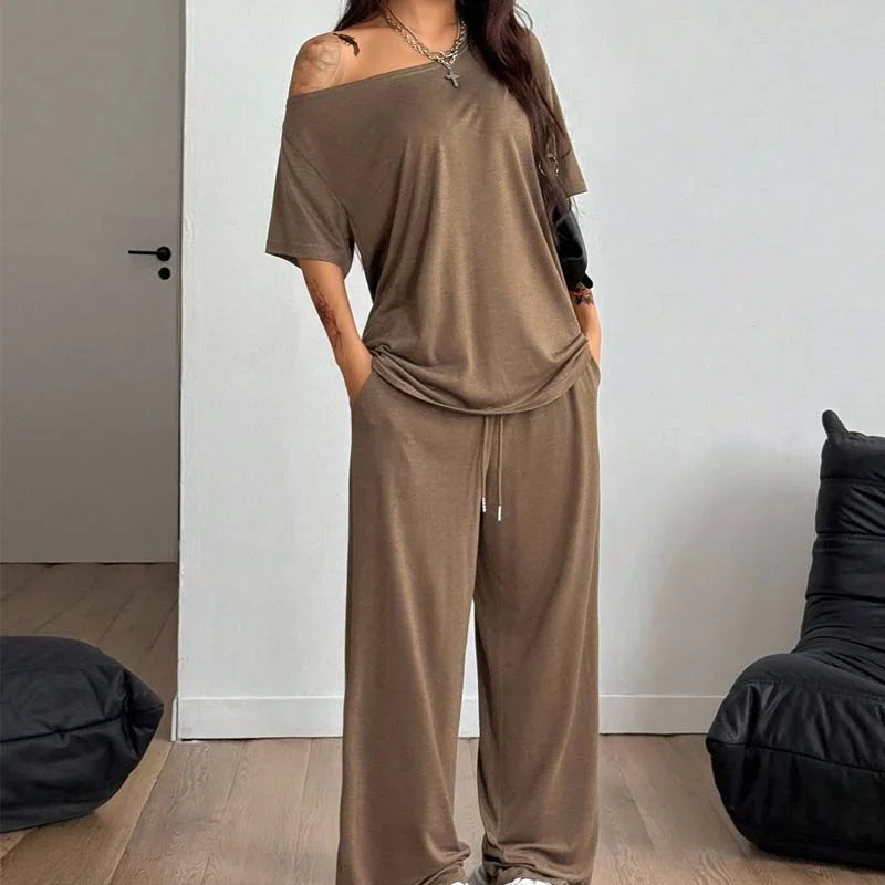 Gertreda | Schulterfreies Zweiteiler-Set mit weiter Hose