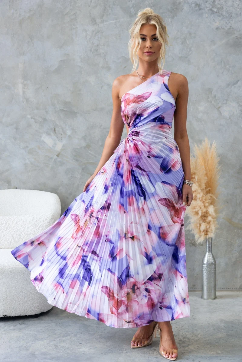 Frolinde | Elegantes Midikleid mit asymmetrischer Schulter
