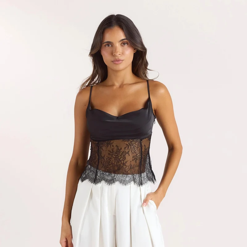 Noéza | Romantisches Satin-Cami mit Spitzen-Detail
