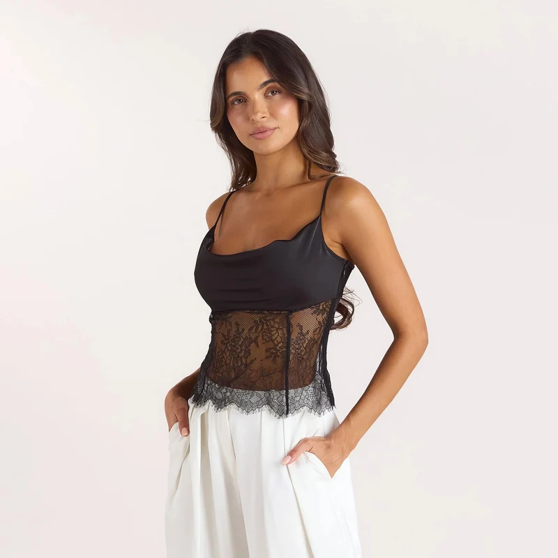 Noéza | Romantisches Satin-Cami mit Spitzen-Detail