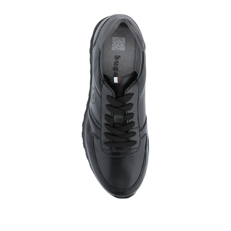 Casual Leather Lace-Up Trainers - BUG42501 / 327 671 - Black