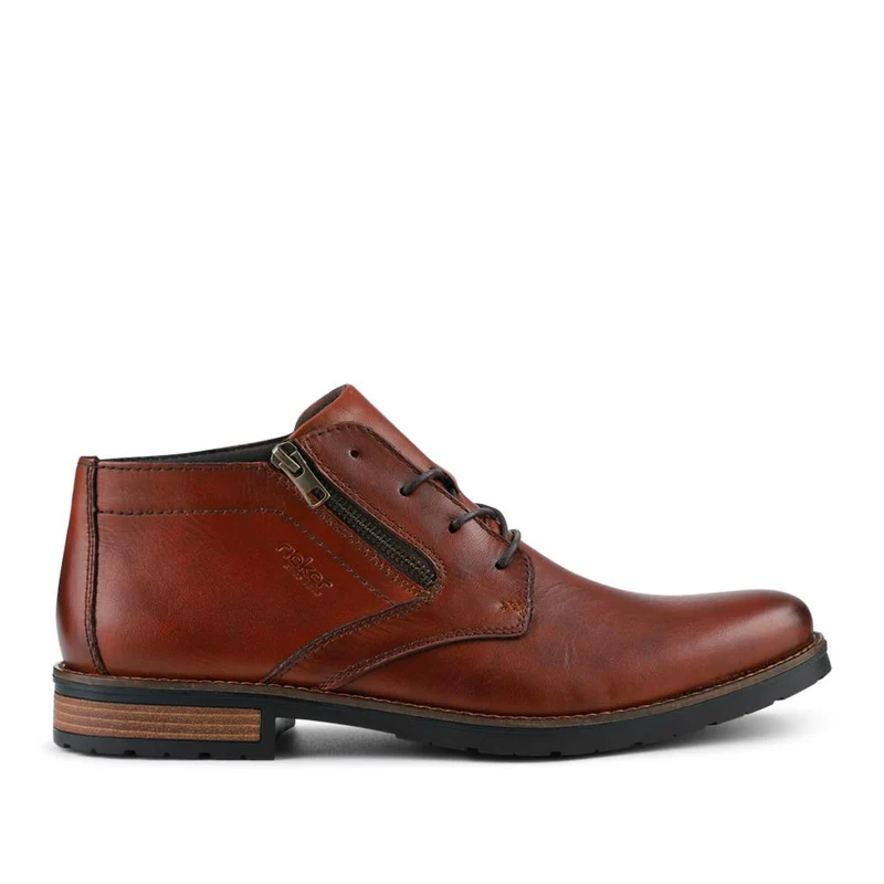 Rieker Zip & Lace Leather Shoes - RKR42502 / 327 703 - Tan