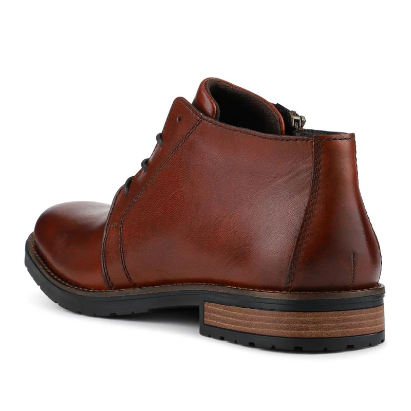 Rieker Zip & Lace Leather Shoes - RKR42502 / 327 703 - Tan