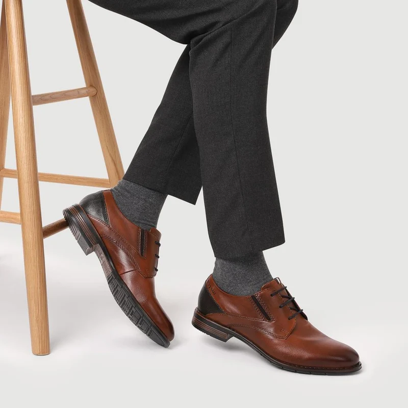 Smart Leather Lace-Up Shoes - BUG42503 / 327 673 - Cognac