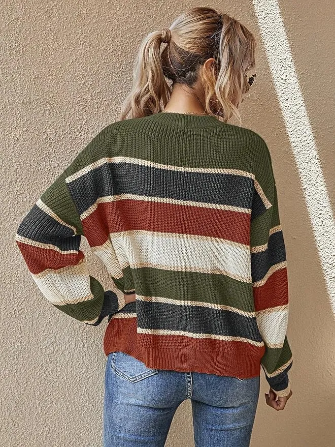 Strickpullover Damen Oversized Gestreift