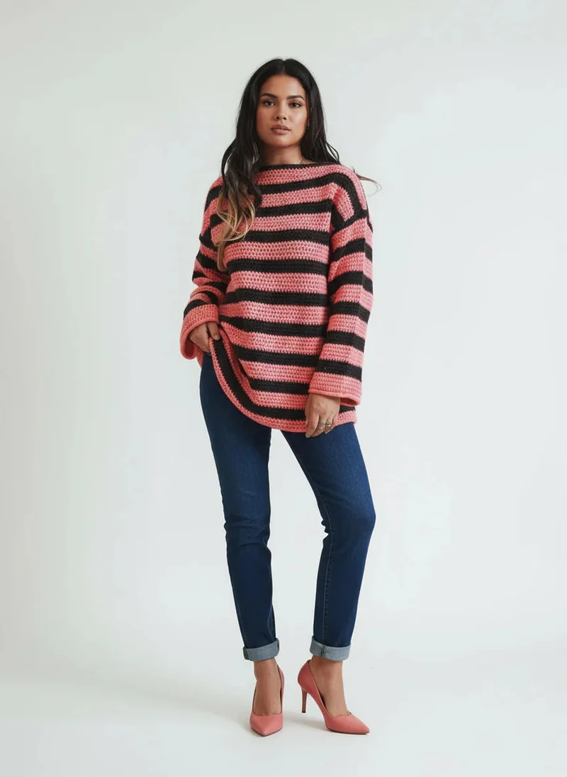 Pullover Damen Oversized Streifen