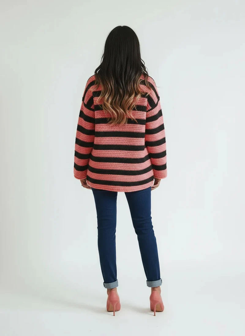 Pullover Damen Oversized Streifen