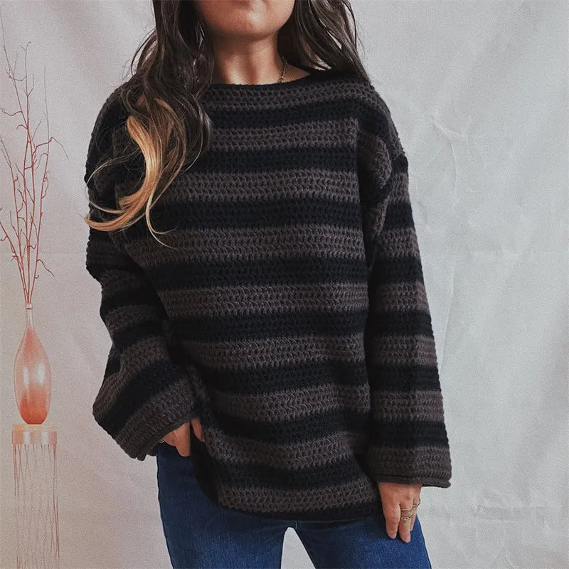 Pullover Damen Oversized Streifen
