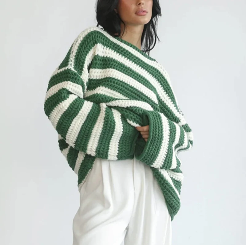 Pullover Damen Oversized Streifen