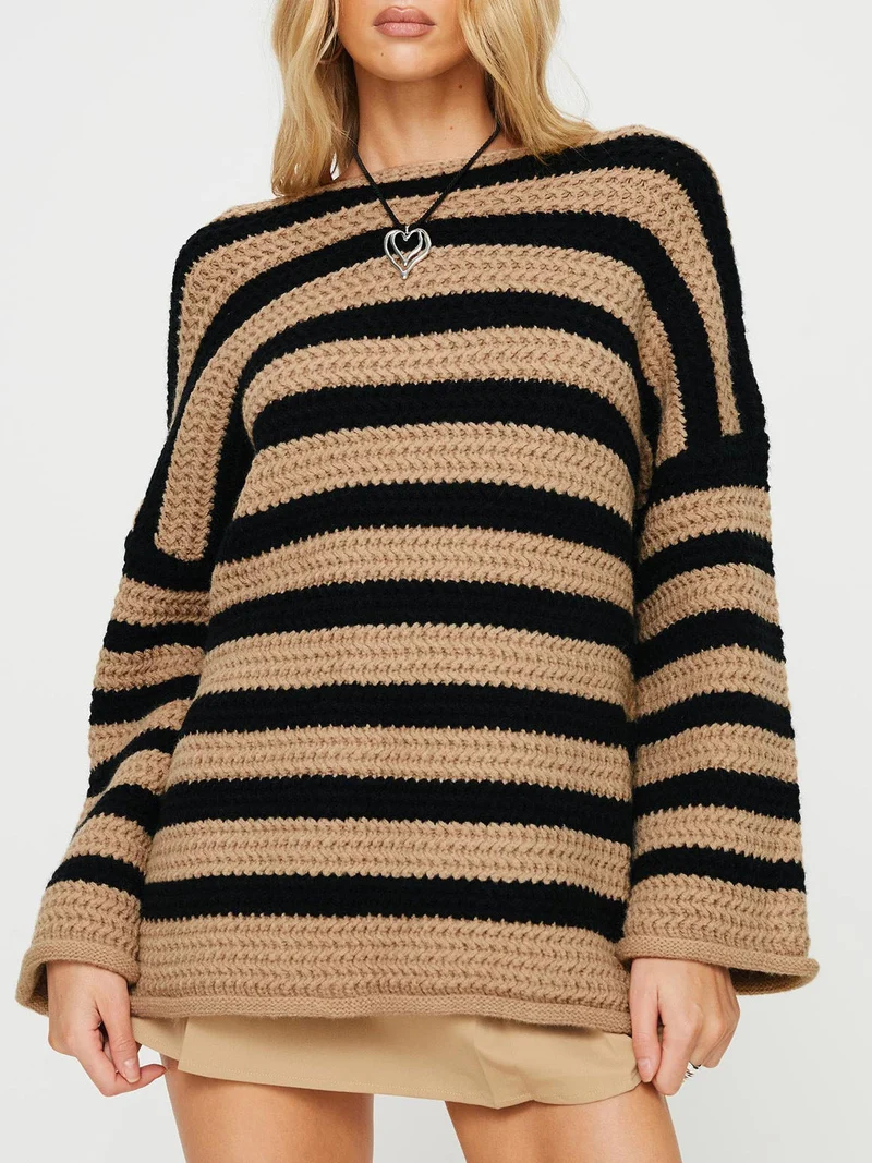 Pullover Damen Oversized Streifen