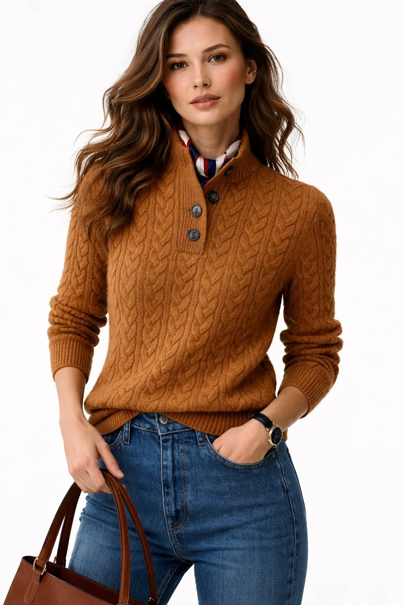 Pullover Damen Zopfmuster Langarm