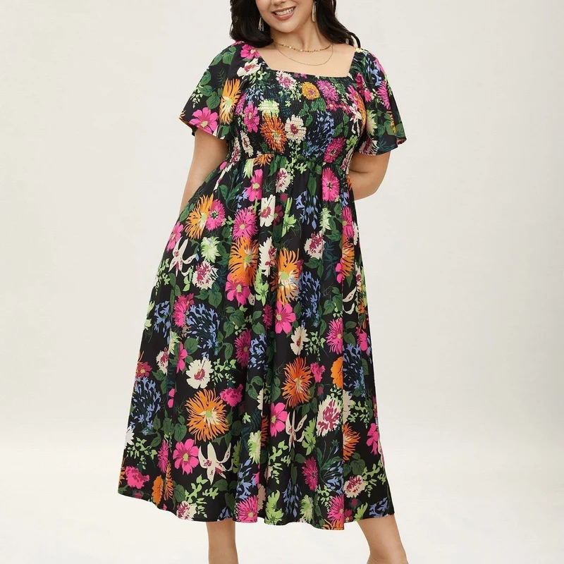 Cariella | Feminines Midi-Kleid mit flatternden Ärmeln