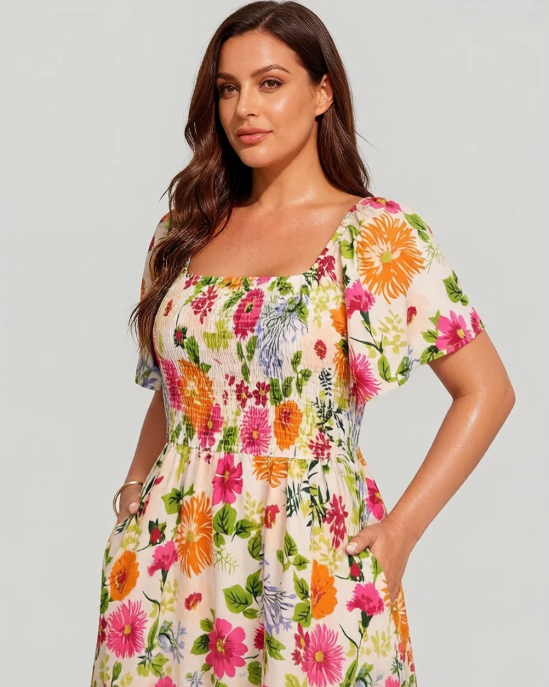 Cariella | Feminines Midi-Kleid mit flatternden Ärmeln