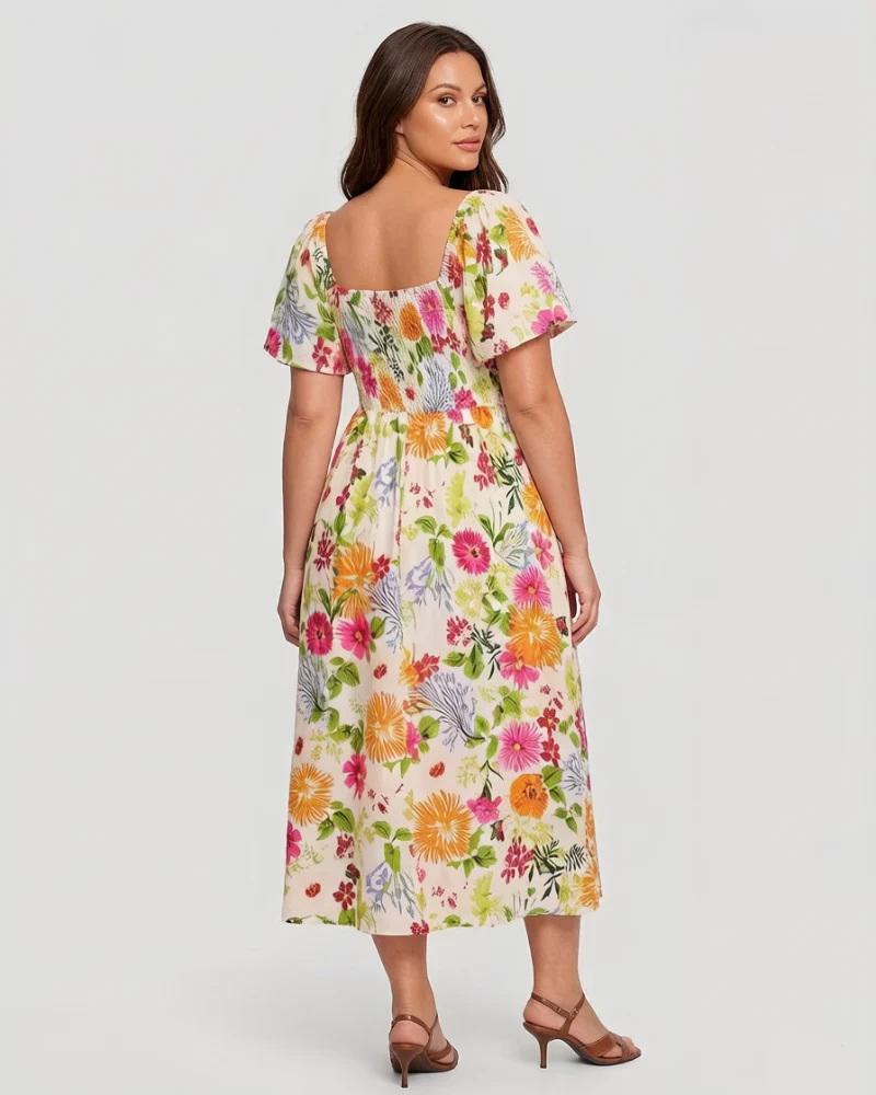 Cariella | Feminines Midi-Kleid mit flatternden Ärmeln