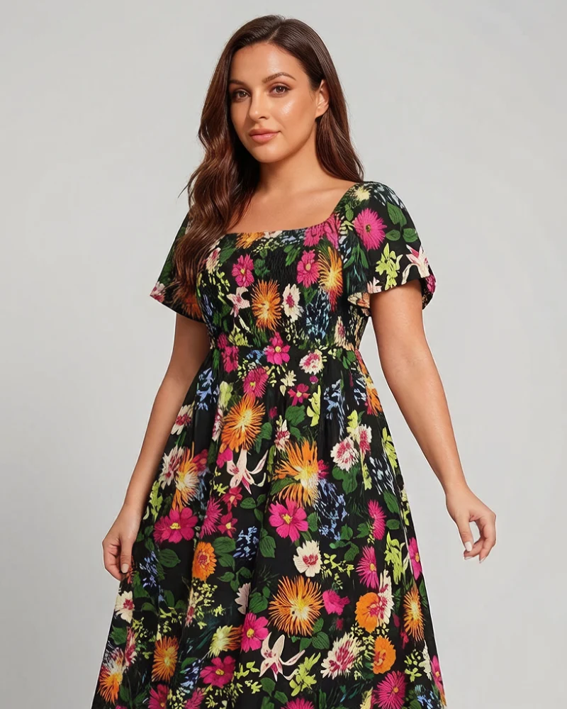 Cariella | Feminines Midi-Kleid mit flatternden Ärmeln