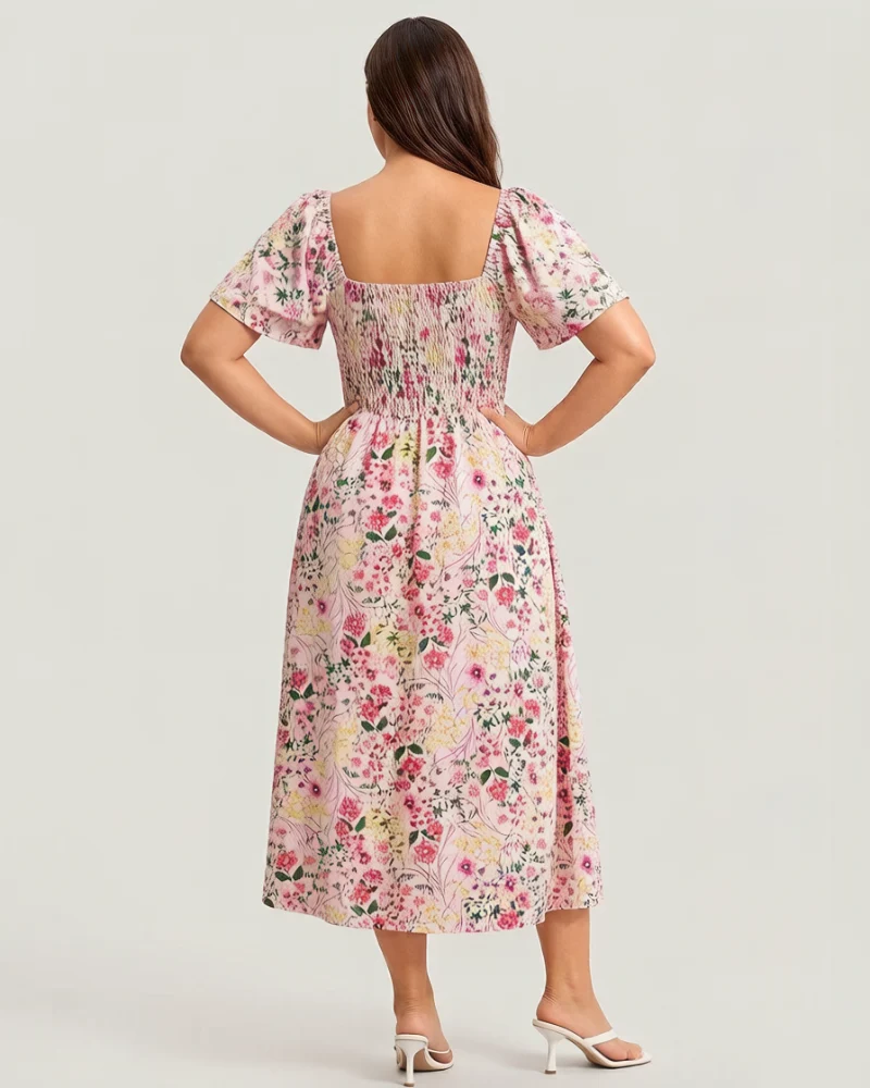 Cariella | Feminines Midi-Kleid mit flatternden Ärmeln