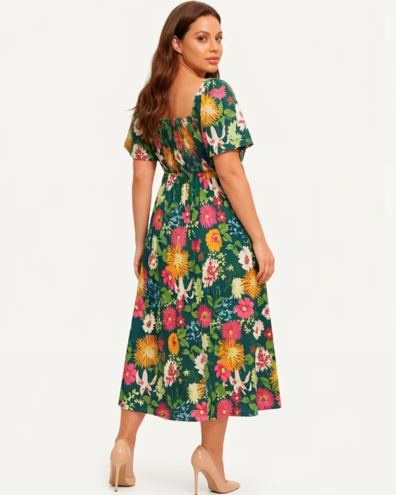Cariella | Feminines Midi-Kleid mit flatternden Ärmeln