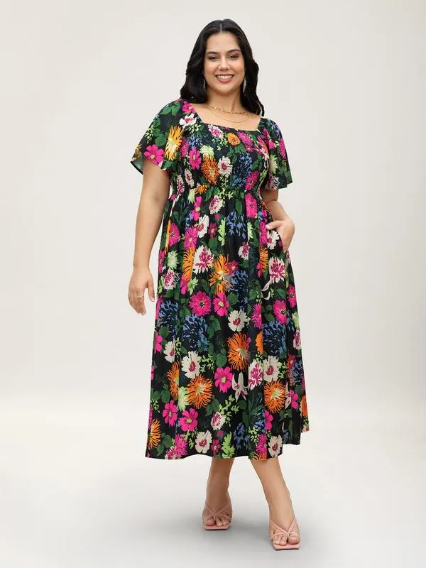 Cariella | Feminines Midi-Kleid mit flatternden Ärmeln