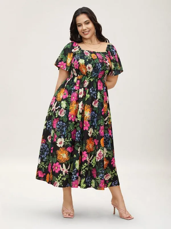 Cariella | Feminines Midi-Kleid mit flatternden Ärmeln