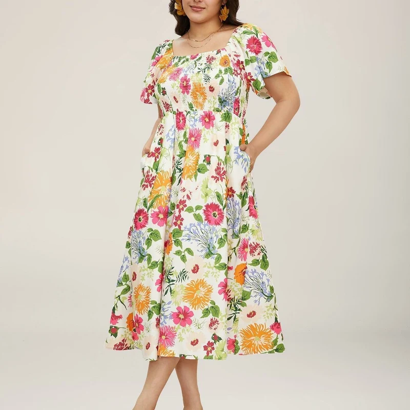 Cariella | Feminines Midi-Kleid mit flatternden Ärmeln