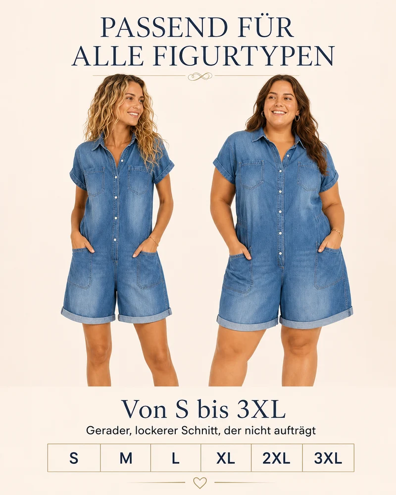 Elemia | Lässiger Jeans-Latzhose mit Knopfleiste