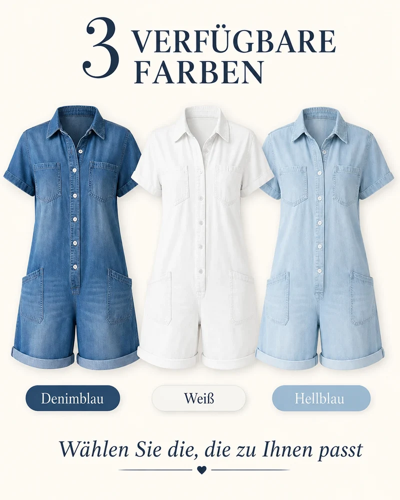 Elemia | Lässiger Jeans-Latzhose mit Knopfleiste