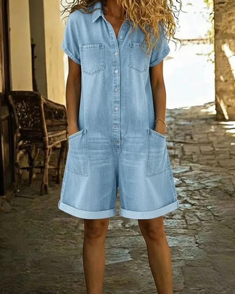 Elemia | Lässiger Jeans-Latzhose mit Knopfleiste