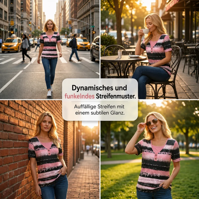 Yanjella | Weiches Henley-Shirt mit Faux-Layer-Design