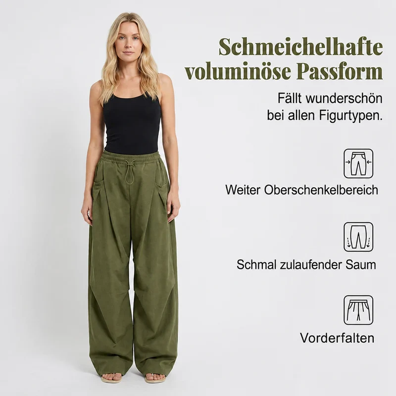 Taviana | Voluminöse Haremshose mit Plisseefalten