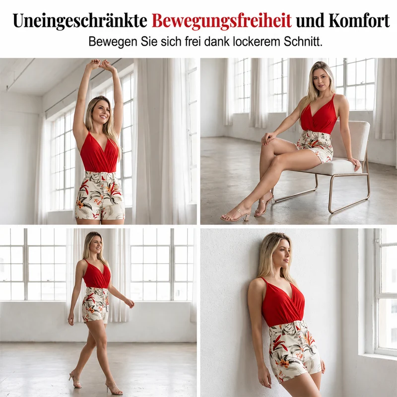Gramella | Tropisches Zweiteiler-Set mit V-Ausschnitt