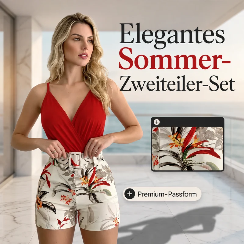 Gramella | Tropisches Zweiteiler-Set mit V-Ausschnitt