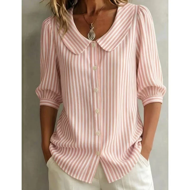 Darielle | Sommerliche Bluse mit Streifenmuster und Kragen
