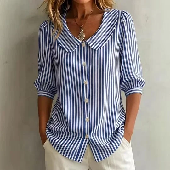 Darielle | Sommerliche Bluse mit Streifenmuster und Kragen
