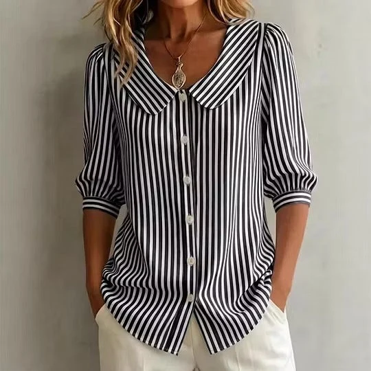 Darielle | Sommerliche Bluse mit Streifenmuster und Kragen
